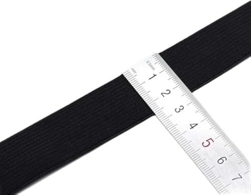 ZONSHJDKR Nähzubehör 5 Meter elastisches Nähband, stark dehnbar, hochelastisch, gestrickt, Band for Nähen von Hosenbund, elastisch, weiß/schwarz, 10–60 mm, 25, weiß(25mm Black 5meter) von ZONSHJDKR