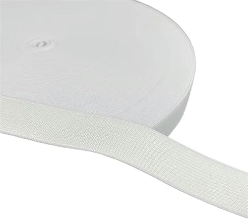 ZONSHJDKR Nähzubehör 5 Meter flaches Gummiband, for Nähen von Kleidung, Hosen, Zubehör, Stretchgürtel, Kleidungsstück, DIY-Nähstoff, Breite 3–60 mm, 10, Schwarz(White,5 METERS-50MM) von ZONSHJDKR