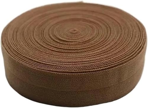 ZONSHJDKR Nähzubehör 5 m farbiges Kantengummiband, hohe Elastizität, doppelt gefaltetes Gummiband, Heimdekoration, Nähgürtel, Bekleidungszubehör, 2 cm, Rot(Coffee 2cm 5m) von ZONSHJDKR