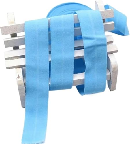 ZONSHJDKR Nähzubehör 5 m farbiges Kantengummiband, hohe Elastizität, doppelt gefaltetes Gummiband, Heimdekoration, Nähgürtel, Bekleidungszubehör, 2 cm, Rot(Light Blue 2cm 5m) von ZONSHJDKR