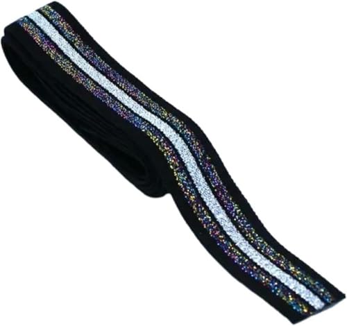 ZONSHJDKR Nähzubehör Breite 2 cm Glitzer breites Gummiband Buntes Nähkleidungszubehör Gummiband-5M_20MM-Farbe2(Color1) von ZONSHJDKR