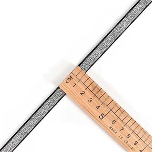 ZONSHJDKR Nähzubehör Glitzernde, Gold-Silberne Gummibänder, 10/15/25/40 mm, Nylon-Taillenband for Kleidungsstücke, Hosen, DIY-Nähzubehör, 1 m – 40, Schwarz(10mm Black Silver) von ZONSHJDKR