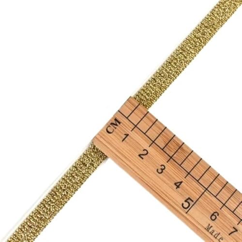 ZONSHJDKR Nähzubehör Glitzernde, Gold-Silberne Gummibänder, 10/15/25/40 mm, Nylon-Taillenband for Kleidungsstücke, Hosen, DIY-Nähzubehör, 1 m – 40, Schwarz(10mm White Gold) von ZONSHJDKR