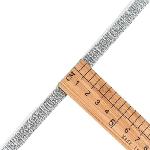 ZONSHJDKR Nähzubehör Glitzernde, Gold-Silberne Gummibänder, 10/15/25/40 mm, Nylon-Taillenband for Kleidungsstücke, Hosen, DIY-Nähzubehör, 1 m – 40, Schwarz(10mm White Silver) von ZONSHJDKR