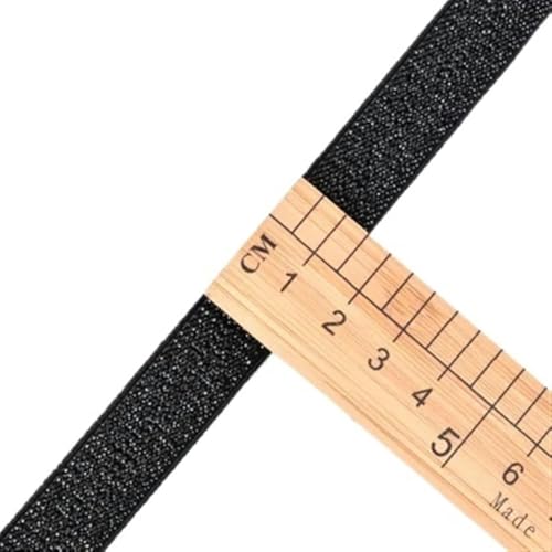 ZONSHJDKR Nähzubehör Glitzernde, Gold-Silberne Gummibänder, 10/15/25/40 mm, Nylon-Taillenband for Kleidungsstücke, Hosen, DIY-Nähzubehör, 1 m – 40, Schwarz(15mm Black Glitter) von ZONSHJDKR