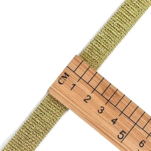 ZONSHJDKR Nähzubehör Glitzernde, Gold-Silberne Gummibänder, 10/15/25/40 mm, Nylon-Taillenband for Kleidungsstücke, Hosen, DIY-Nähzubehör, 1 m – 40, Schwarz(15mm White Gold) von ZONSHJDKR