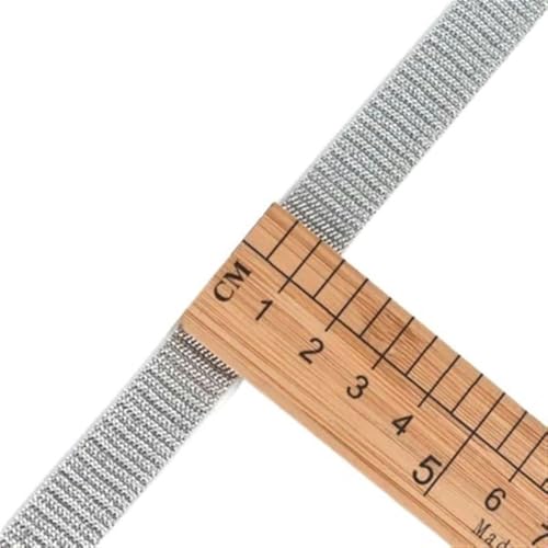 ZONSHJDKR Nähzubehör Glitzernde, Gold-Silberne Gummibänder, 10/15/25/40 mm, Nylon-Taillenband for Kleidungsstücke, Hosen, DIY-Nähzubehör, 1 m – 40, Schwarz(15mm White Silver) von ZONSHJDKR