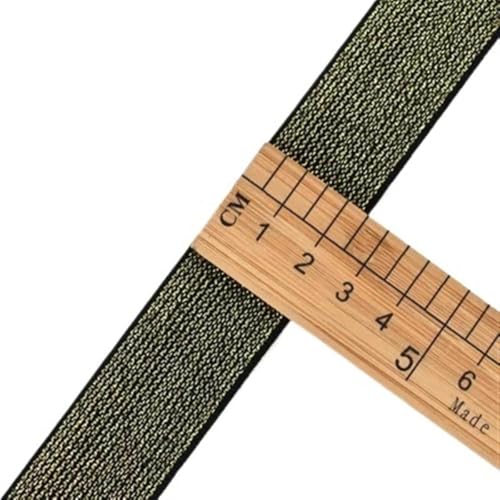 ZONSHJDKR Nähzubehör Glitzernde, Gold-Silberne Gummibänder, 10/15/25/40 mm, Nylon-Taillenband for Kleidungsstücke, Hosen, DIY-Nähzubehör, 1 m – 40, Schwarz(25mm Black Gold) von ZONSHJDKR
