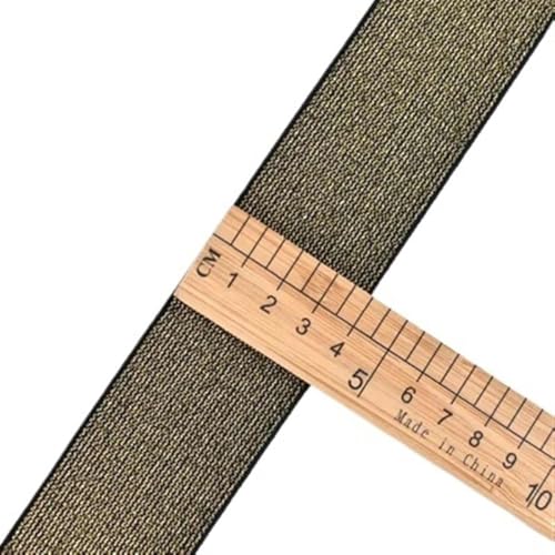 ZONSHJDKR Nähzubehör Glitzernde, Gold-Silberne Gummibänder, 10/15/25/40 mm, Nylon-Taillenband for Kleidungsstücke, Hosen, DIY-Nähzubehör, 1 m – 40, Schwarz(40mm Black Gold) von ZONSHJDKR