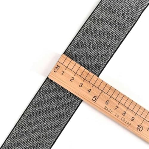 ZONSHJDKR Nähzubehör Glitzernde, Gold-Silberne Gummibänder, 10/15/25/40 mm, Nylon-Taillenband for Kleidungsstücke, Hosen, DIY-Nähzubehör, 1 m – 40, Schwarz(40mm Black Silver) von ZONSHJDKR