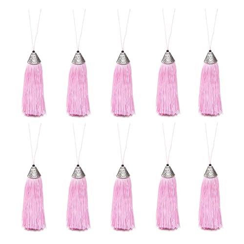 ZONSHJDKR Quasten 10 Stück 9 cm Polyester-Seidenquaste for Aufhängen, Seil, Quaste, Dekoration, Basteln, Heimdekoration, Nähen, Vorhangzubehör(Pink) von ZONSHJDKR