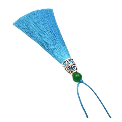 ZONSHJDKR Quasten 5 Stück Hohle Hutquasten aus Legierung, Seidenfransen, Blumenquastenbesatz, dekorative Schlüsselquasten for Vorhänge, Heimdekorationszubehör(Lake Blue) von ZONSHJDKR