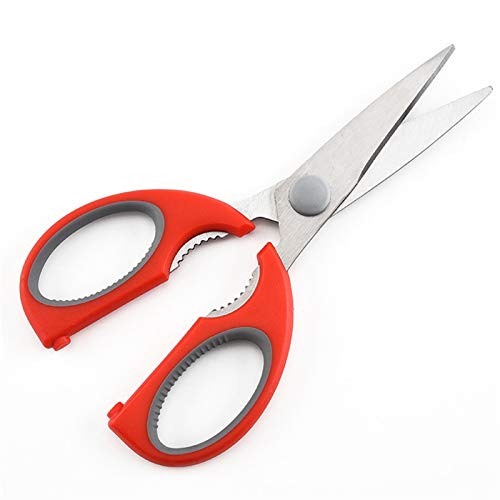 ZONSHJDKR Schere Salatschere, multifunktional, Edelstahl, mittelgroß, for Lebensmittel, Fleisch, Lebensmittel(Red) von ZONSHJDKR