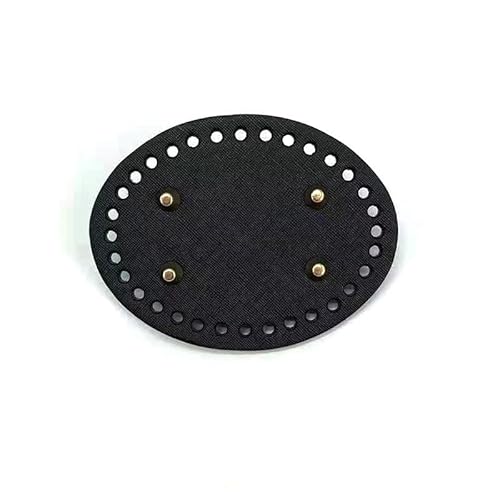 ZONSHJDKR Taschenboden 12 x 9 cm, 6-teiliges DIY-Set zur Herstellung von Handtaschen, ovale/runde Lederböden for gehäkelte Taschenböden, handgewebte Taschenböden, gehäkelte Korbböden(Black) von ZONSHJDKR