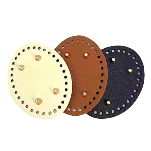 ZONSHJDKR Taschenboden 12 x 9 cm, 6-teiliges DIY-Set zur Herstellung von Handtaschen, ovale/runde Lederböden for gehäkelte Taschenböden, handgewebte Taschenböden, gehäkelte Korbböden(Mix) von ZONSHJDKR