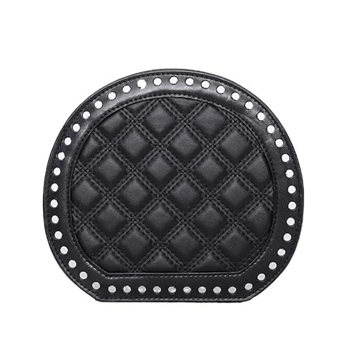 ZONSHJDKR Taschenboden 2 Stück 19 cm runde Lederböden, DIY-Bastelset for gehäkelte Geldbörsen, handgewebte Korbböden for kreative Projekte(Black,1 PCS) von ZONSHJDKR