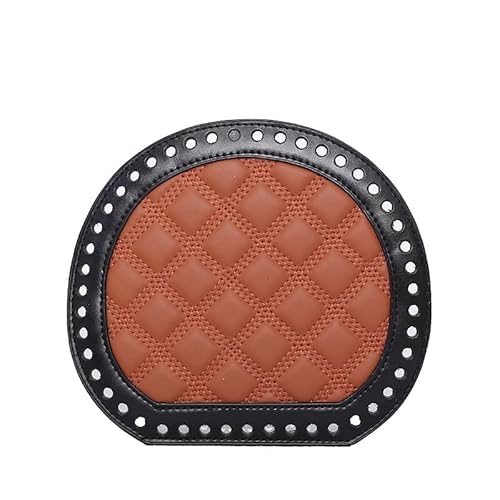 ZONSHJDKR Taschenboden 2 Stück 19 cm runde Lederböden, DIY-Bastelset for gehäkelte Geldbörsen, handgewebte Korbböden for kreative Projekte(Black with Brown,2 PCS) von ZONSHJDKR