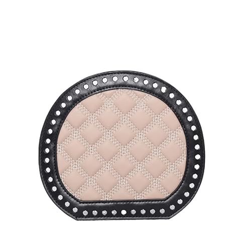 ZONSHJDKR Taschenboden 2 Stück 19 cm runde Lederböden, DIY-Bastelset for gehäkelte Geldbörsen, handgewebte Korbböden for kreative Projekte(Black with Khaki,2 PCS) von ZONSHJDKR