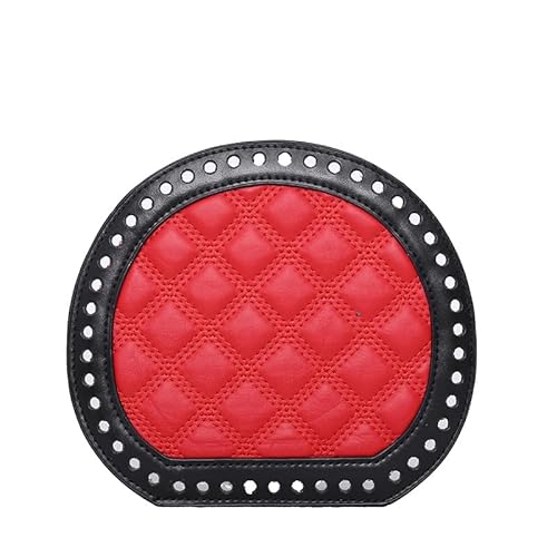 ZONSHJDKR Taschenboden 2 Stück 19 cm runde Lederböden, DIY-Bastelset for gehäkelte Geldbörsen, handgewebte Korbböden for kreative Projekte(Black with Red,1 PCS) von ZONSHJDKR