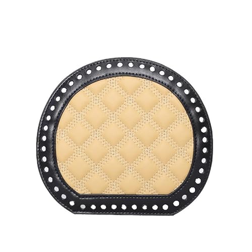 ZONSHJDKR Taschenboden 2 Stück 19 cm runde Lederböden, DIY-Bastelset for gehäkelte Geldbörsen, handgewebte Korbböden for kreative Projekte(Black with Yellow,1 PCS) von ZONSHJDKR