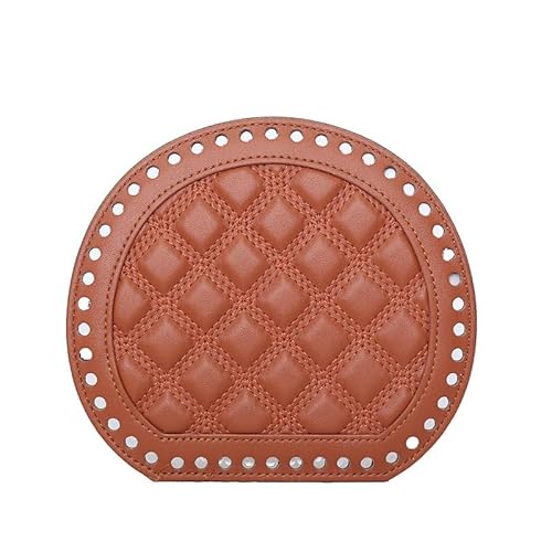 ZONSHJDKR Taschenboden 2 Stück 19 cm runde Lederböden, DIY-Bastelset for gehäkelte Geldbörsen, handgewebte Korbböden for kreative Projekte(Brown,2 PCS) von ZONSHJDKR