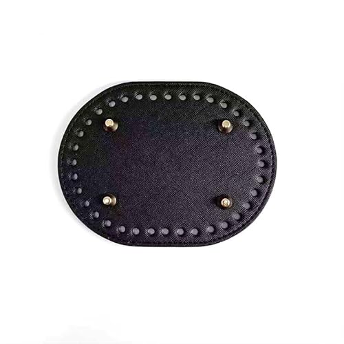 ZONSHJDKR Taschenboden 3/6 Stück 14,5x11cm ovale beige Ledersockel for Häkeltasche, DIY-Taschenherstellungsset, handgewebte Korbböden, Bastelbedarf, Zubehör(Black,6 pcs) von ZONSHJDKR