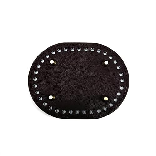 ZONSHJDKR Taschenboden 3/6 Stück 14,5x11cm ovale beige Ledersockel for Häkeltasche, DIY-Taschenherstellungsset, handgewebte Korbböden, Bastelbedarf, Zubehör(Dark Brown,6 pcs) von ZONSHJDKR