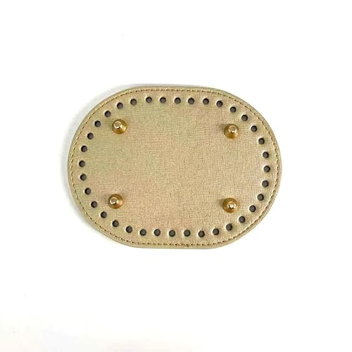 ZONSHJDKR Taschenboden 3/6 Stück 14,5x11cm ovale beige Ledersockel for Häkeltasche, DIY-Taschenherstellungsset, handgewebte Korbböden, Bastelbedarf, Zubehör(Gold,6 pcs) von ZONSHJDKR