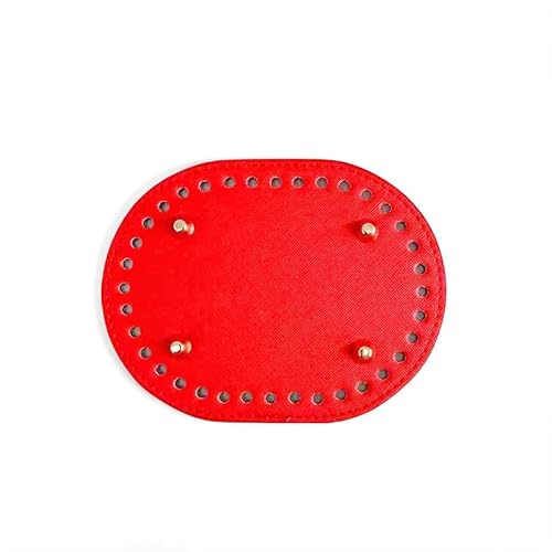 ZONSHJDKR Taschenboden 3/6 Stück 14,5x11cm ovale beige Ledersockel for Häkeltasche, DIY-Taschenherstellungsset, handgewebte Korbböden, Bastelbedarf, Zubehör(Red,6 pcs) von ZONSHJDKR