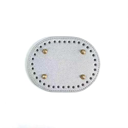 ZONSHJDKR Taschenboden 3/6 Stück 14,5x11cm ovale beige Ledersockel for Häkeltasche, DIY-Taschenherstellungsset, handgewebte Korbböden, Bastelbedarf, Zubehör(Silver,6 pcs) von ZONSHJDKR