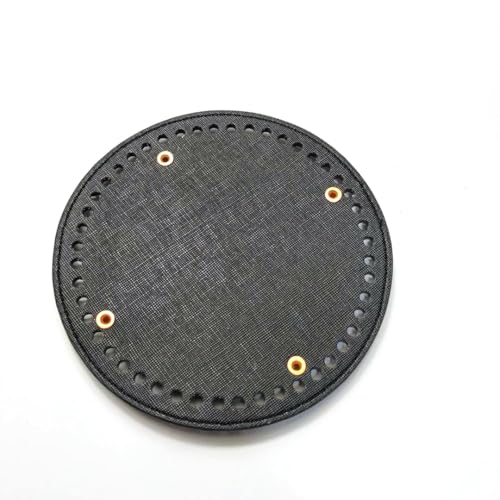 ZONSHJDKR Taschenboden 3 STK. 15 x 15 cm Hellgrünes DIY-Set zur Herstellung von Handtaschen, rundes Ledersockel-Set for Häkeltaschenboden, handgewebter Taschenboden, Korbboden(Black) von ZONSHJDKR