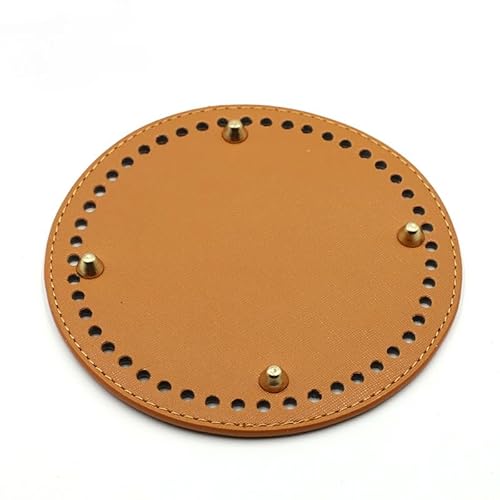 ZONSHJDKR Taschenboden 3 STK. 15 x 15 cm Hellgrünes DIY-Set zur Herstellung von Handtaschen, rundes Ledersockel-Set for Häkeltaschenboden, handgewebter Taschenboden, Korbboden(Brown) von ZONSHJDKR