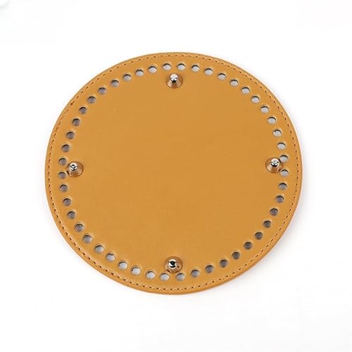 ZONSHJDKR Taschenboden 3 STK. 15 x 15 cm Hellgrünes DIY-Set zur Herstellung von Handtaschen, rundes Ledersockel-Set for Häkeltaschenboden, handgewebter Taschenboden, Korbboden(Yellow) von ZONSHJDKR