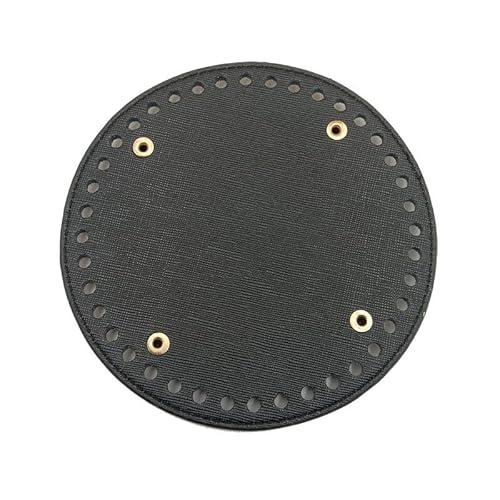 ZONSHJDKR Taschenboden 3 Stück 14 cm rundes blaues Leder-Taschenherstellungsset, Gehäkelte Taschenböden, handgewebter Korbboden, DIY-Bastelzubehör(Black) von ZONSHJDKR