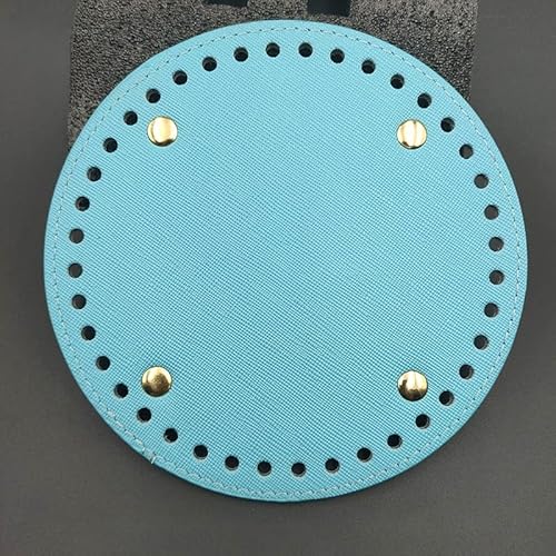 ZONSHJDKR Taschenboden 3 Stück 14 cm rundes blaues Leder-Taschenherstellungsset, Gehäkelte Taschenböden, handgewebter Korbboden, DIY-Bastelzubehör(Blue) von ZONSHJDKR