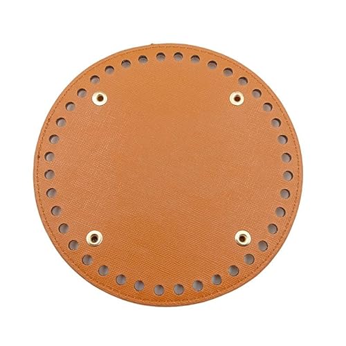 ZONSHJDKR Taschenboden 3 Stück 14 cm rundes blaues Leder-Taschenherstellungsset, Gehäkelte Taschenböden, handgewebter Korbboden, DIY-Bastelzubehör(Brown) von ZONSHJDKR