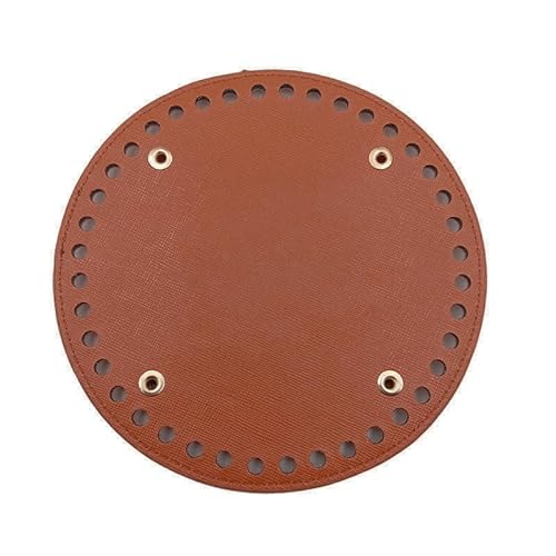 ZONSHJDKR Taschenboden 3 Stück 14 cm rundes blaues Leder-Taschenherstellungsset, Gehäkelte Taschenböden, handgewebter Korbboden, DIY-Bastelzubehör(Coffee) von ZONSHJDKR