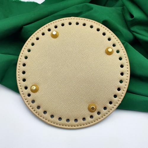 ZONSHJDKR Taschenboden 3 Stück 14 cm rundes blaues Leder-Taschenherstellungsset, Gehäkelte Taschenböden, handgewebter Korbboden, DIY-Bastelzubehör(Gold) von ZONSHJDKR