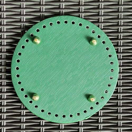 ZONSHJDKR Taschenboden 3 Stück 14 cm rundes blaues Leder-Taschenherstellungsset, Gehäkelte Taschenböden, handgewebter Korbboden, DIY-Bastelzubehör(Green) von ZONSHJDKR