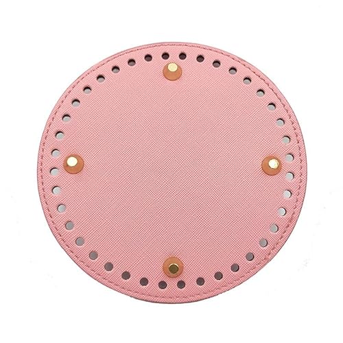 ZONSHJDKR Taschenboden 3 Stück 14 cm rundes blaues Leder-Taschenherstellungsset, Gehäkelte Taschenböden, handgewebter Korbboden, DIY-Bastelzubehör(Pink) von ZONSHJDKR