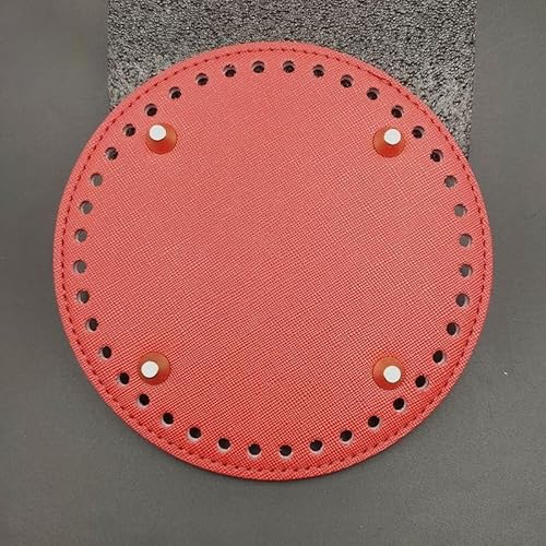 ZONSHJDKR Taschenboden 3 Stück 14 cm rundes blaues Leder-Taschenherstellungsset, Gehäkelte Taschenböden, handgewebter Korbboden, DIY-Bastelzubehör(Red) von ZONSHJDKR