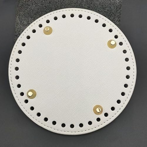 ZONSHJDKR Taschenboden 3 Stück 14 cm rundes blaues Leder-Taschenherstellungsset, Gehäkelte Taschenböden, handgewebter Korbboden, DIY-Bastelzubehör(White) von ZONSHJDKR