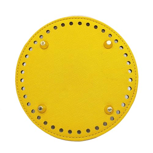 ZONSHJDKR Taschenboden 3 Stück 14 cm rundes blaues Leder-Taschenherstellungsset, Gehäkelte Taschenböden, handgewebter Korbboden, DIY-Bastelzubehör(Yellow) von ZONSHJDKR