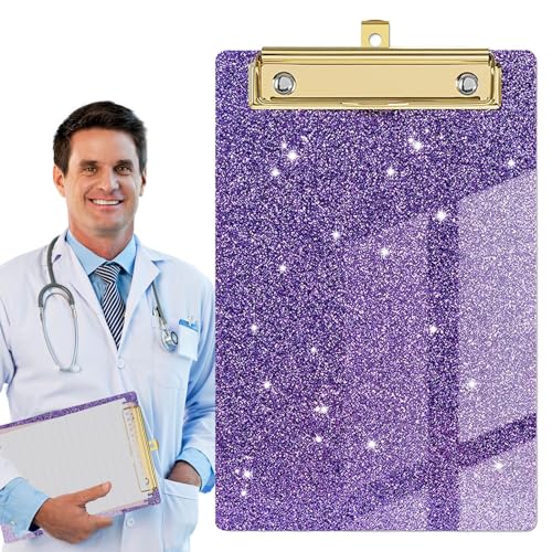 Glitzerndes Klemmbrett, glitzerndes Klemmbrett, niedriges Profil, leicht, tragbar, Briefgröße, mit goldfarbenem Clip für Klassenzimmer, Schule, Krankenpflege Zonto von ZONTO