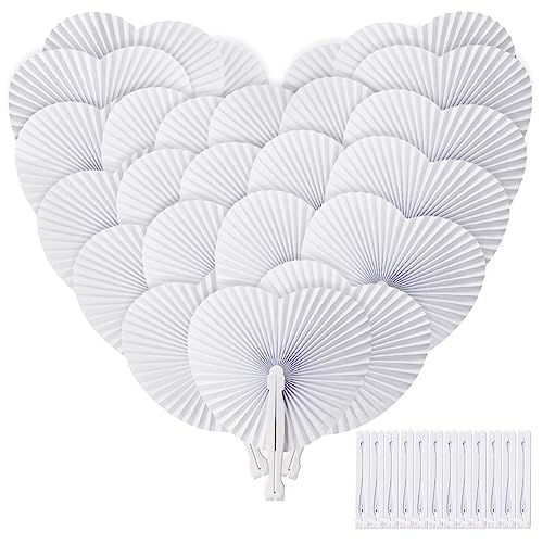 ZOOI Fächer Hochzeit 36 Pack Handfächer Hochzeitsdeko Fächer Weiß Handfächer Papierfächer Hochzeit Deko, Faltfächer Fecher Damen Hochzeit Gäste für Party, Wedding, Fotografie, Wand Dekoration von ZOOI