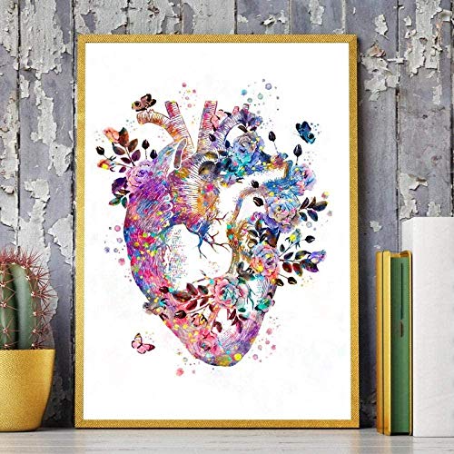 Menschliches Herz Anatomie Vintage Poster Drucke Medizin Student Geschenk Organe Kunst Aquarell Leinwand Malerei Ärzte Büro Wanddekoration 40X50CM Menschliches Herz Anatomie Vintage Poster Drucke Medizin Student Geschenk Organe Kunst Aquarell Leinwand Malerei Ärzte Büro Wanddekoration 40X50CM von ZOOLD