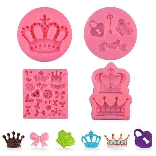 ZOOMPIL 3D Crown Silikonform, DIY Krone Mold, Crown Fondant Mold, Silikon Backform Kuchenform Für Machen Süßigkeiten, Kuchen Dekorieren Backenwerkzeuge, 4 pcs von ZOOMPIL