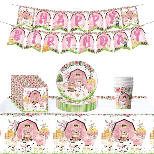 ZOOMPIL Bauernhof Tiere Partygeschirr Set, 42pcs Rosa Bauernhof Party Geschirr, für Scheune Bauernhof Tier Thema Babyparty Geburtstag Party Supplies, Serviert 10 Gäste ZOOMPIL Bauernhof Tiere Partygeschirr Set, 42pcs Rosa Bauernhof Party Geschirr, für Scheune Bauernhof Tier Thema Babyparty Geburtstag Party Supplies, Serviert 10 Gäste von ZOOMPIL