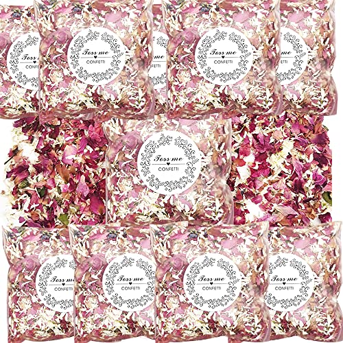 ZOOMPIL Blütenkonfetti Hochzeit, 10 Packungen Natürliches Hochzeitskonfetti, Rose Getrocknete Blütenblätter, Biologisch Abbaubare Rosenblütenkonfetti, DIY Blumenkonfetti für Hochzeits Party von ZOOMPIL