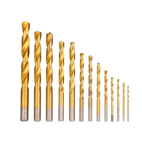 13-teiliges HSS Spiralbohrer-Set Titanbeschichtet 2-12mm Rundschaft für Holz und Metall von ZOOPH